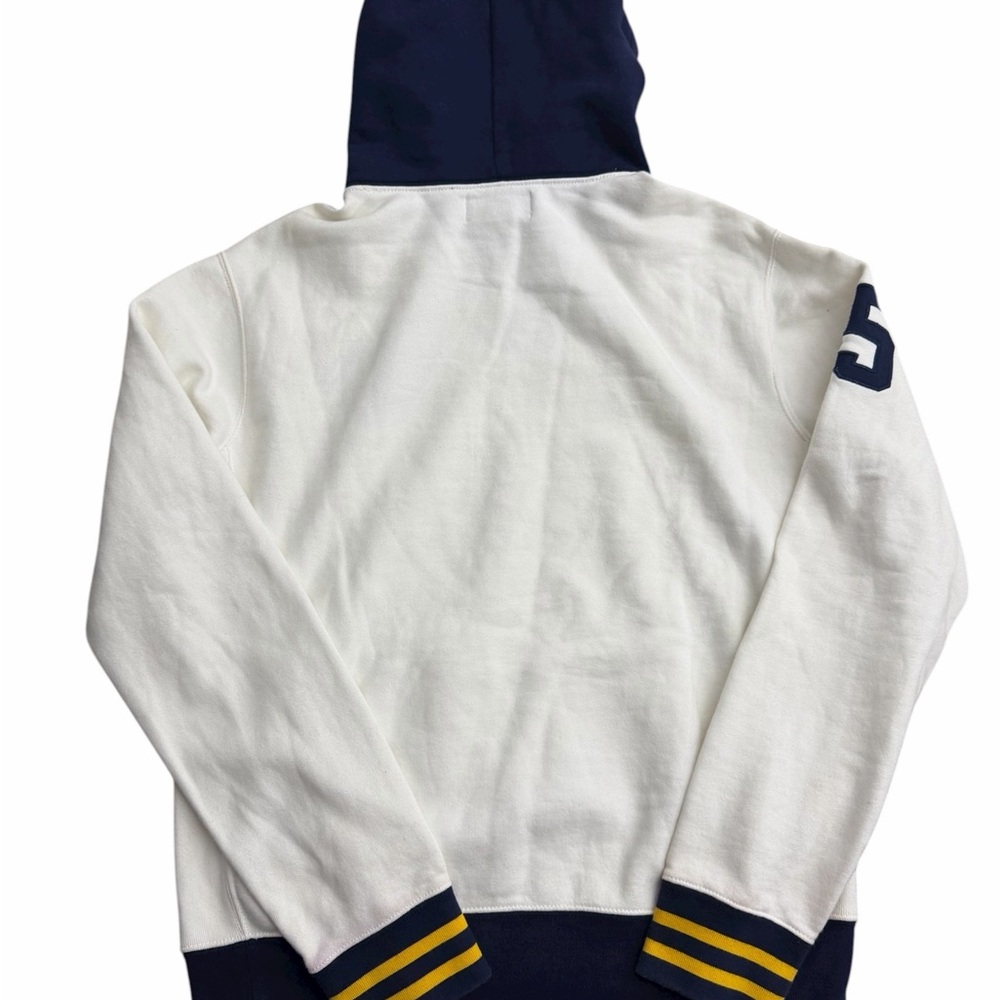 Polo Ralph Lauren Rowing Hoodie Men M White‎ Navy Vintage 90s Athletic Pullover - Picture 5 of 6